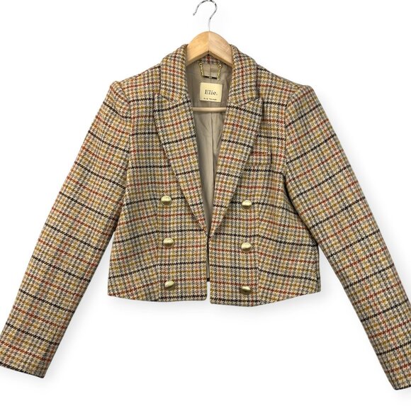 Elie Tahari Womens Tweed Jacket Blazer Autumn Glen Check Prince of Wales Size 6 - Picture 3 of 16